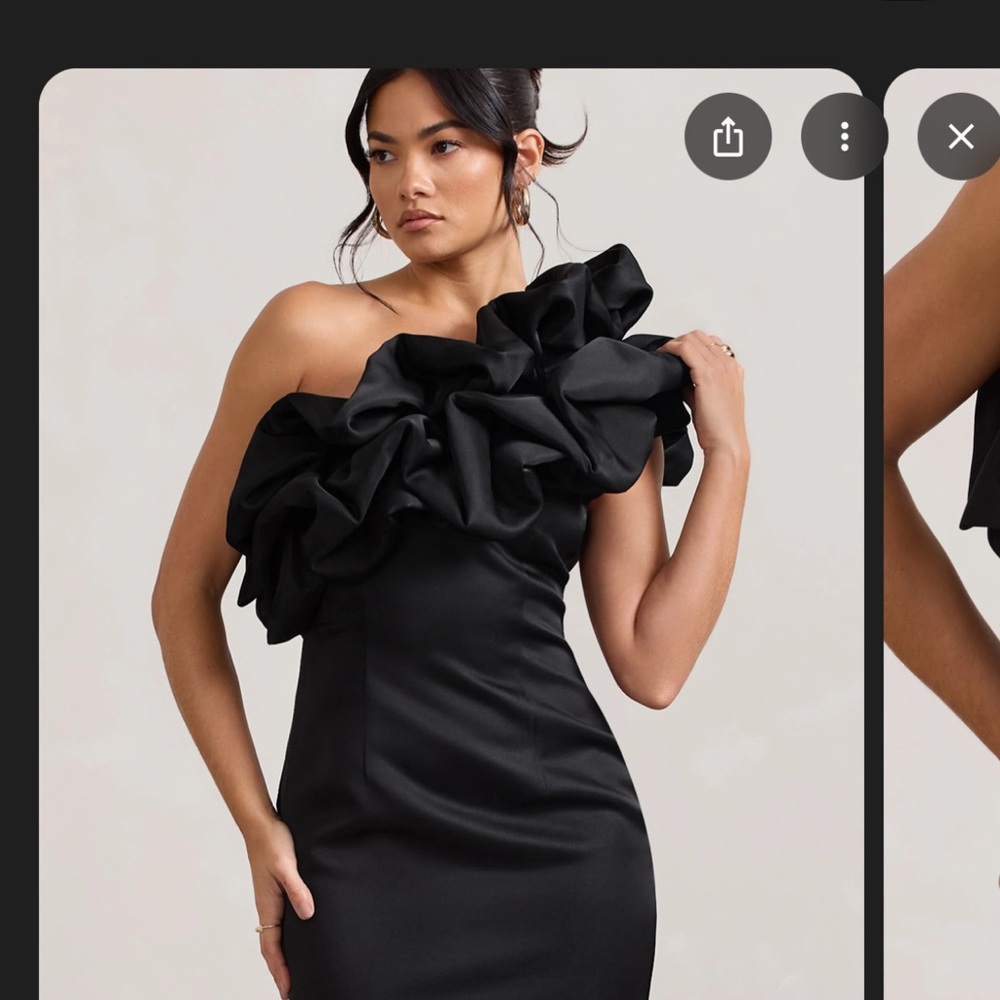 NWT Club L London Elegant Black One-Shoulder Dress - Picture 2 of 12